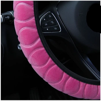 Universalus 37-39cm Rožinė Vairas Viršelis Minkštas Šiltas Pliušinis Vairas Padengti Žiemos Automobilio Vairo Interjero Dalis