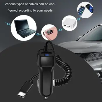 Universalus Automobilinis Įkroviklis Su USB Laidu Mobiliojo Telefono Įkroviklis iphone Samsung 