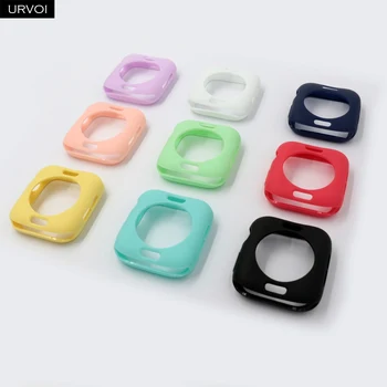URVOI Bamperis apple žiūrėti series 5 4 3 2 atveju iwatch saldainiai spalvos, TPU padengti slim fit raštas-Ultra plonas juosta 40mm 44mm
