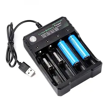USB 18650 Baterijos Kroviklis Juodos spalvos 4 Slots AC 110V, 220V Dual Dėl 18650 Baterija 3.7 V Įkraunama Ličio Baterija
