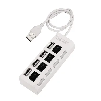 USB 2.0 HUB Multi USB 4 Port Splitter Expander Kelis USB 4 Gyv su Power Adapter USB2.0 Hub Su įjungimo/IŠJUNGIMO Jungiklis PC