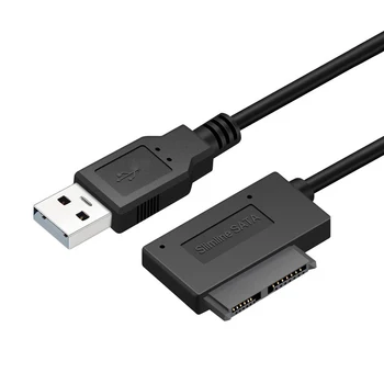 USB 2.0 Mini Notepad Optinių Diskų Naudojant 6P+7P SATA Sąsajos Adapteris Keitiklio Kabelį, Nešiojamas DVD CD ROM Slimline Ratai