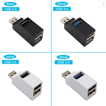 USB 3.0 HUB Adapteris Extender Mini Splitter, 3 Langelyje Uostų Didelės Spartos PC Nešiojamas U Disko Kortelių Skaitytuvas