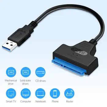 USB 3.0 SATA7+15pin Standžiojo Disko Kabelis Konverteris 2.5 Colių SSD Kietąjį Diską