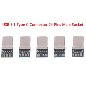 USB 3.1 C Tipo Jungtis 24 Pins Vyras Moteris Kištukinis lizdas adapteris, lydmetalio vielos ir kabelinė 24P PCB Lenta paramos Modulis