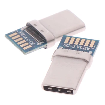 USB 3.1 C Tipo Jungtis 24 Pins Vyras Moteris Kištukinis lizdas adapteris, lydmetalio vielos ir kabelinė 24P PCB Lenta paramos Modulis