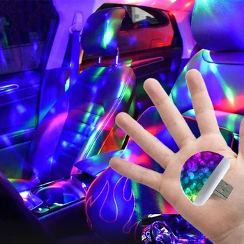 Usb Diskoteka Kamuolys RGB LED Šviesos Etapo Mažų Magic Ball Light Spalvinga Magija Lemputės Auto Sukasi Scenos Šviesos DJ Club Šalies LED Lemputės