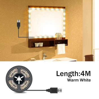 USB Holivudo Šurmulio, Žibintai, Vonios kambarys, Miegamasis LED Veidrodis Šviesos DC 5V LED Lanksti Diodų Juosta Makiažas tualetinis staliukas, Lempa Ampul
