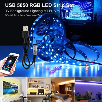 USB LED Juosta 5050 RGB Permainingi 5V 0,5 m 1m 2m 3m 4m 5m su USB Valdiklį Nustatyti, LED Šviesos Darbalaukio Ekrano Apšvietimas Diodų Juosta