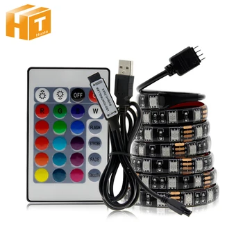 USB LED Juosta RGB DC5V Lanksti LED Šviesos RGB Spalvų Permainingi Vandeniui LED Juosta 5050 50cm 1m 2m Nustatyti.