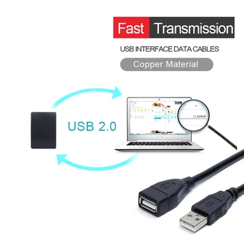 USB prailginimo Kabelis USB 2.0 kabelis Smart TV PS4 Spartos Duomenų prailginimo Kabelius, Vyrų ir Moterų Viela, 0.5 m 1m 1,5 m 3m 5m
