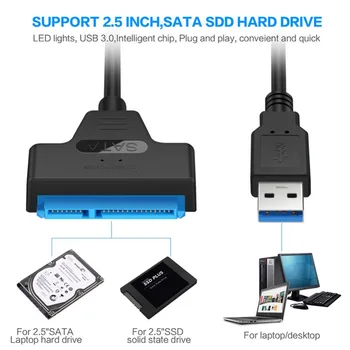 USB SATA 3 Kabelis Sata Į USB 3.0 Adapteris, IKI 6 Gb / s Paramos 2.5 Colio Išorinis SSD HDD Kietąjį Diską 22 Pin Sata III A25
