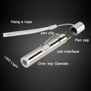 USB Taktinis Gydytojai Žibintuvėlis LED Žibintuvėlis Pen USB Įkrovimo Statyti Baterija Pen Šviesos Kabinti Su Medicinos Fashlight