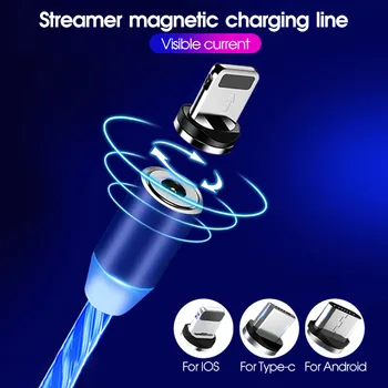 USB telefono kabelį automobilio duomenys line Automobilį telefono įkrovimo Streamer duomenų kabelis greito įkrovimo 360 laipsnių magnetinis duomenų eilutė