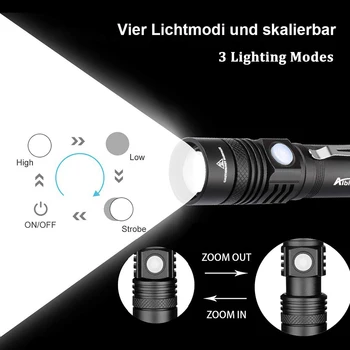 USB Įkrovimo LED Dviračio Žibintas Super Šviesus 3 Apšvietimo Režimus Žibintuvėlis atsparus Vandeniui Zoom Dviračių Priedai, Naudojant 18650 Baterija