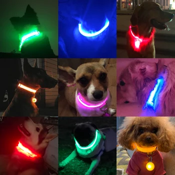 USB Įkrovimo Led Šunų Antkaklis Anti-Lost/Išvengti Automobilio Avarijos Antkaklis Šunims, Šuniukai, Šunų Antkakliai Veda LED Reikmenys Naminių Produktų