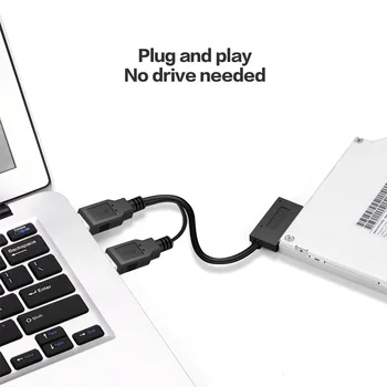 USB2.0 SATA 6+7 13Pin Slimline Slim Kabelis Su Išorės USB2.0 Maitinimo Laptopo CD-ROM, DVD-ROM KEISTA, Adapteris Keitiklis