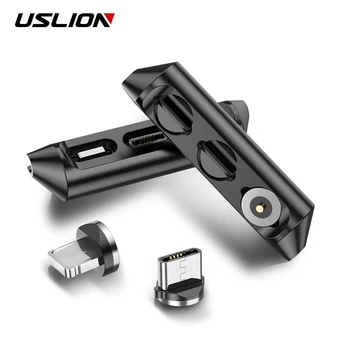USLION 3 1. Magnetinio Kabelio Kištukai Atveju, Micro USB C Tipo Nešiojamų Saugojimo Dėžutė Magnetas Plug Atveju Jungtis Galvos Patarimai Bakas