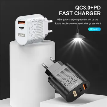 USLION PD 20W USB Įkroviklis ES, JAV, UK Plug 3A QC 3.0 Įkrauti Telefono Įkroviklis iPhone 12 11 
