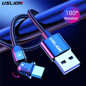 USLION USB C Tipo Kabelis 3A LED USB C Kabelio 