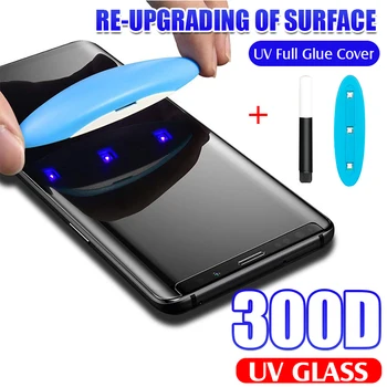 UV 300D Grūdintas Stiklas Samsung Galaxy S8 S9 S10 Plus Pastaba 8 9 10 100D Visą Skystųjų Screen Protector For Samsung S8 Stiklo Plėvelės