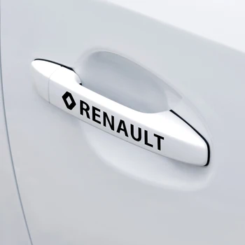 Už Renault koleos duster megane 2 clio Emblema Automobilių stilius 4Pcs Automobilių Durų Rankena Lipdukai Valytuvų pvc apdailos, atsparus vandeniui