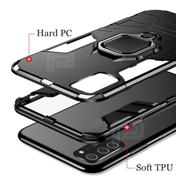 Už Xiaomi POCO M3 Atveju Šarvai atsparus smūgiams Žiedas Turėtojas Sunku Apsauginis Dangtelis POCO M3 X3 NFC Mi 10T Pro
