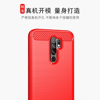 Už Xiaomi Redmi 9 Padengti Redmi 9A 9C 8A Pastaba 8 T, 9 Pro 9S 8T antidetonaciniai Bamperis Minkštos TPU Anglies Pluošto Telefono dėklas ant Redmi 9A