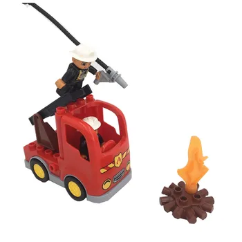 Vaikai Gaisrininkas gaisro gesinimo Sunkvežimis Blokai Žaislai Vaikams Suderinama su Duploed Švietimo Žaislas Kalėdų dovana