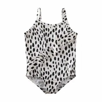 Vaikams Baby Girl maudymosi kostiumėlis Vasaros Diržas Bamblys Kūdikių Leopardas Spausdinti Bikini Nustatyti vientisas maudymosi Kostiumėliai, Maudymosi Kostiumas, Paplūdimio Biquini
