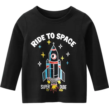Vaikų Berniukų Drabužiai Vaikams, Vaikiška ilgomis Rankovėmis marškinėliai Mergaitėms Berniukai Viršūnes Tees Kūdikių Kosmoso Ekskavatorių Marškinėliai Drabužius