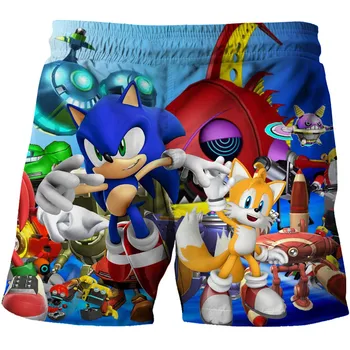 Vaikų Berniukų,, Sonic the Hedgehog Šortai 2020 Metų Vasaros 3D spausdinimo Dizainą Vaikams Laisvalaikio Megzti Šortai Berniukams, 3-14Years Drabužiai