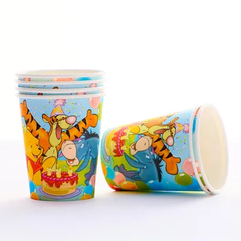 Vaikų gimtadienis prekių Mikė Pūkuotukas animacinių filmų tema nustatyti Kūdikio gimtadienio suknelė nustatyti prekių puodeliai patiekalas šiaudų staltiesė