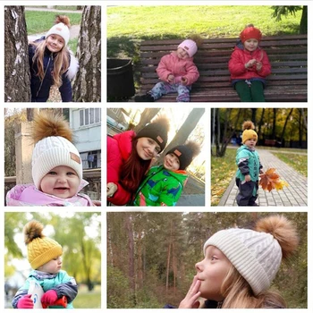 Vaikų rudens ir žiemos megztos medvilnės skrybėlės jaukus ir šiltas slidinėjimo kepurę vientisos spalvos mados berniukas, mergaitė universalus pompom kepurės