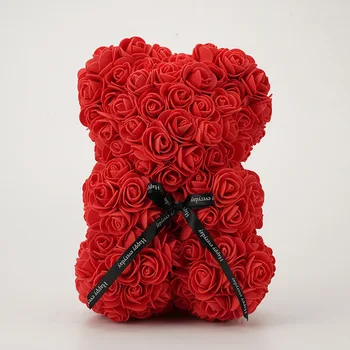 Valentino Dienos Dovana 25Cm Raudonos Rožės Meškiukas Muilo Putų Dirbtinių Gėlių Bea