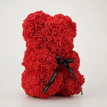 Valentino Dienos Dovana 25Cm Raudonos Rožės Meškiukas Muilo Putų Dirbtinių Gėlių Bea