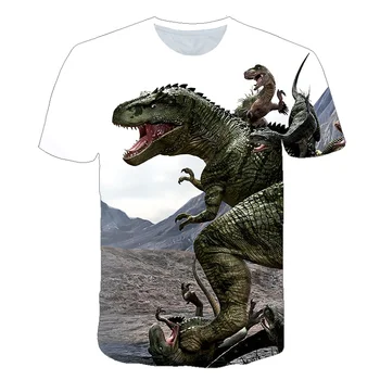 Vasaros Brand New Kids Trumpas Rankovės marškinėliai Atsitiktinis Kūdikis Viršūnes Drabužiai Vaikams, T-shirt gyvūnų dinozaurai 3D Berniukai/mergaitės, T-shirt