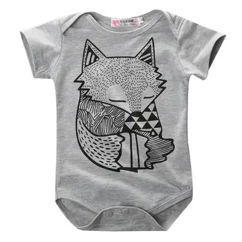 Vasaros stiliaus berniuko, romper naujagimiui drabužius Mielas Fox Atspausdintas naujas gimęs kūdikis mergina drabužių vaikams vaikščioti rompers