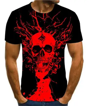 Vasaros vyriški T-Shirt Naujas 3D spausdinimo t-shirt vyrų kaukolės velnias T-shirt Vasaros Black T-Shirt apvalus kaklas marškinėliai