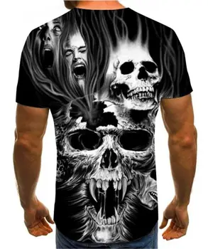Vasaros vyriški T-Shirt Naujas 3D spausdinimo t-shirt vyrų kaukolės velnias T-shirt Vasaros Black T-Shirt apvalus kaklas marškinėliai