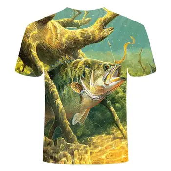 Vasaros Vėliau kaip 2021 M. Žuvų Lauko T-Shirt Vyrams Cool 3D Spausdinimo Žvejybos Vyrai Trumpas Viršūnes 0collar Atsitiktinis Vyrų Žvejybos T-shirt Poissons