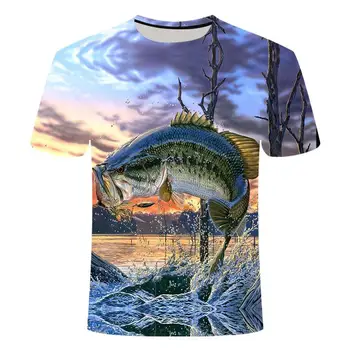 Vasaros Vėliau kaip 2021 M. Žuvų Lauko T-Shirt Vyrams Cool 3D Spausdinimo Žvejybos Vyrai Trumpas Viršūnes 0collar Atsitiktinis Vyrų Žvejybos T-shirt Poissons