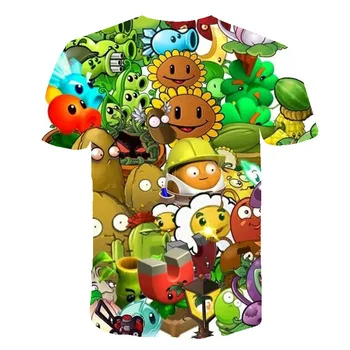 Vasarą Augalų Vs Zombies 3D Spausdinimo Vaikų sportinius marškinėlius, Animaciją Žaidimas Berniukų Drabužiai, Vaikiški marškinėliai Drabužių Paauglių Berniukų, 15 ir 16