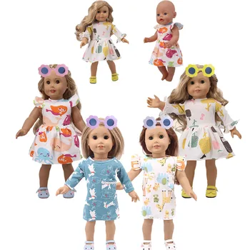 Vasarą Cartoon Ilgas Sijonas Tinka 18 Colių Amerikos 43cm Reborn Baby Doll Drabužių Priedai,Mergaičių Žaislai,Mūsų Kartos,Gimtadienio Dovana