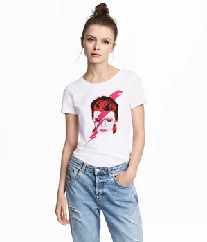 Vasarą David Bowie Moteriški Marškinėliai Hip Pop Balto Print Roko Bowie Juokinga Marškinėlius Moterims, Kasdieniai Rock, David Bowie Marškinėlius Viršūnes Moteris