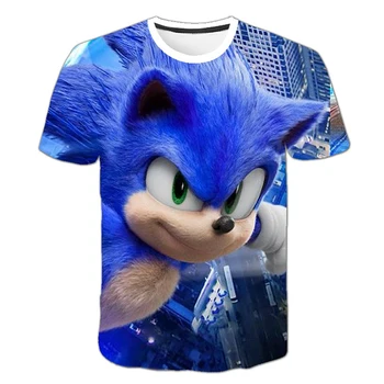 Vasarą Naujos Sonic the Hedgehog marškinėliai 3d Atspausdintas Animacinių filmų Marškinėlius Vaikams Drabužių Berniukų Marškinėliai Mergaičių Gražus Streetwear Atsitiktinis Viršūnės