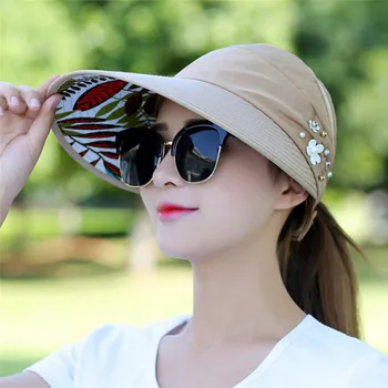 Vasarą Saulės, Skrybėlės Moterims, Sulankstomas UV Apsauga Sun Kepurės Snapeliu Suncreen Floppy Bžūp Chapeau Femme Lauko Paplūdimio Skrybėlę