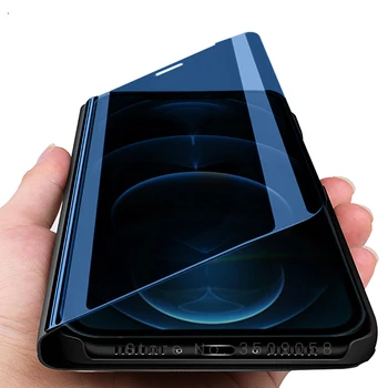 Veidrodis knygos magnetinis stendas flip case for apple iphone 12 iphone12 i telefono 12mini 12pro aifon 12 pro max atsparus smūgiams coque dangtis