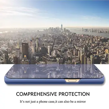 Veidrodis Smart Case For Samsung Galaxy Note 20 S20 Ultra S10 10 Pastaba Plus A51 A71 A21 A31 A41 A11 Aiškiai Matyti PU Odos Flip Cover