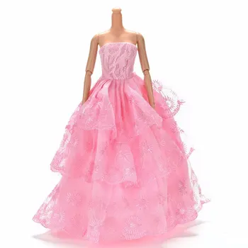 Vestuvinė Suknelė Barbie Lėlės Prabangių Gėlių Lėlės Priedai Lėlės Suknelė Barbie Drabužių, Drabužių Elegantiškas Nėrinių Kelių Sluoksnių
